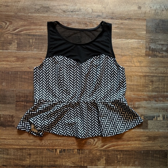 Tops - Sheer sweetheart peplum top